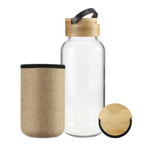 Glass Bottles with Bamboo Lid and Eco Sleeve - Image 4