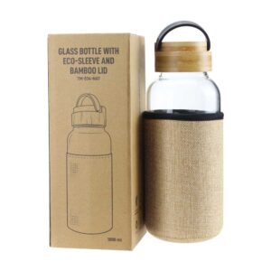 Glass Bottles with Bamboo Lid and Eco Sleeve - Image 5