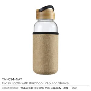 Glass Bottles with Bamboo Lid and Eco Sleeve - Image 3
