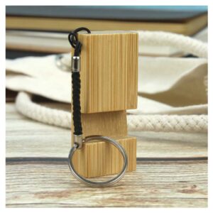 Bamboo Phone Stand Keychain - Image 5