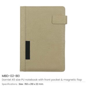 Dorniel A5 PU Notebooks with Front Pocket & Magnetic Flap - Image 10