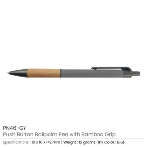 Push Button Ballpoint Pens with Bamboo Grip - Image 8