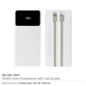 Powerbank with LED Screen 10,000 mAh & Built-in Cables - Image 4