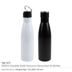 Double Wall SS Bottles, Twist-off Lid, SS Foldable Handle, 500ml - Image 3