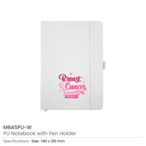 PU Notebook with Breast Cancer Awareness Logo - Image 4