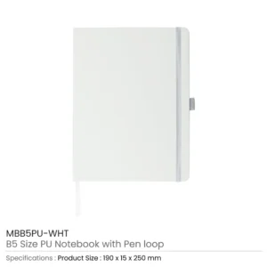 PU Notebooks B5 Size with Pen Loop, Ribbon Bookmark and Elastic Band - Image 6