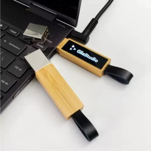 Bamboo LED Logo USB with Strap 64GB V. 3.0 - Image 7