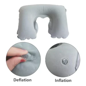 Inflatable Neck Pillow with Pouch – Grey - Image 4