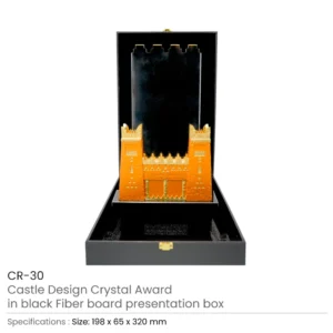 Castle Design Crystal Award in Black Presentation Box - Image 3