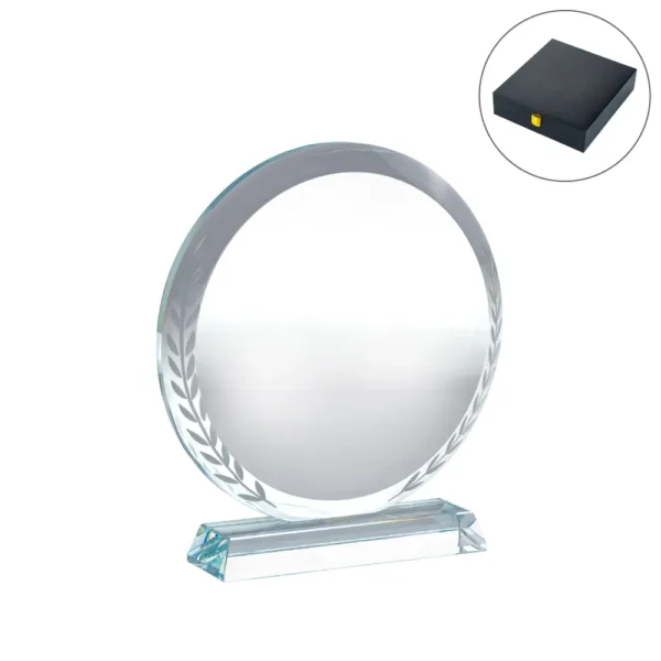 Round-Clear-Crystal-Award-with-Engraved-Leaves-CR-32-Blank