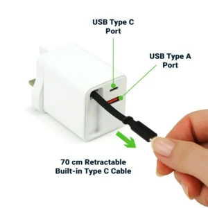 80W GaN Fast Charger Adaptor with Retractable Built-in Type-C Cable - Image 5