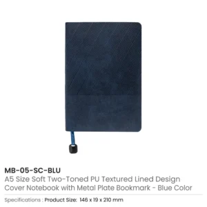 Soft PU Cover Notebooks in A5 Size with Metal Plate Bookmark - Image 9