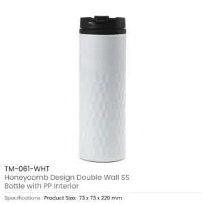 Honeycomb Design SS Bottles, Double Wall with PP Interior 420ml - Image 4