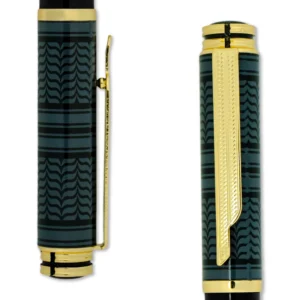Arabic Traditional Bisht Design Metal Pens, Glossy Black with Gold Outline - Image 3