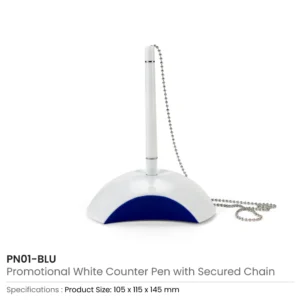 Counter Pen with Base Holder and Secured Chain – Blue Ink - Image 11
