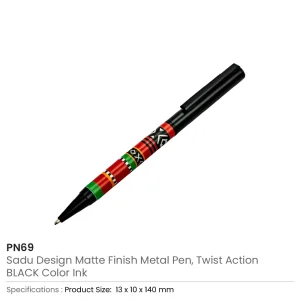 Sadu Design Metal Pens Matte Finish, Twist Action Mechanism, Black Ink - Image 3
